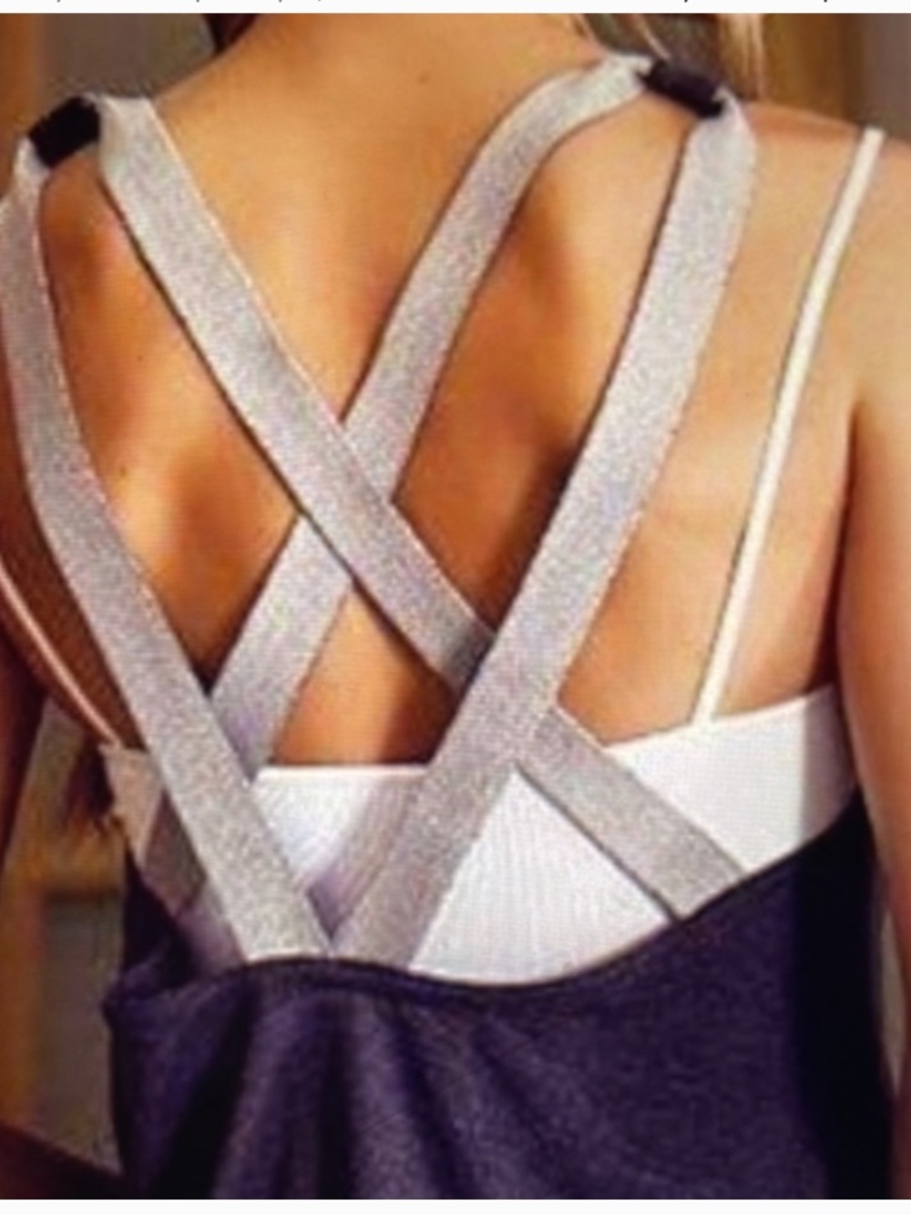 FP Movement by Free People White Tank Top with Metallic Silver Crossback Straps